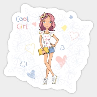 Cute beautiful girl Sticker